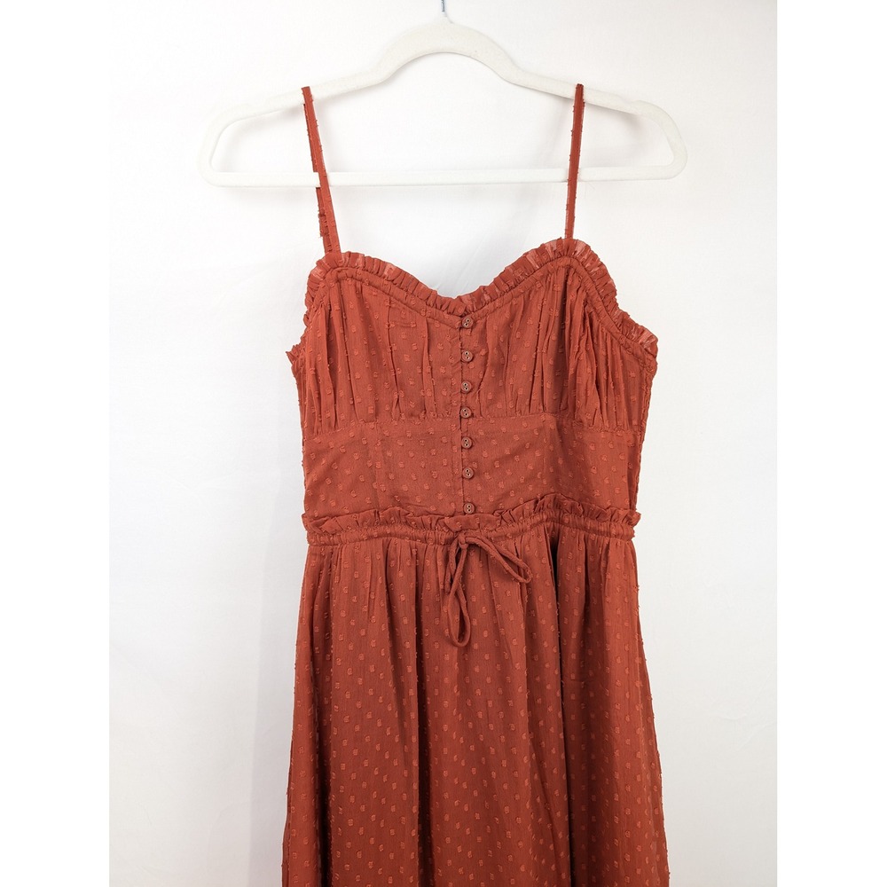 Tiered Sweetheart Babydoll Peasant Dress Size M Orange Romantic Cottagecore - Picture 3 of 9
